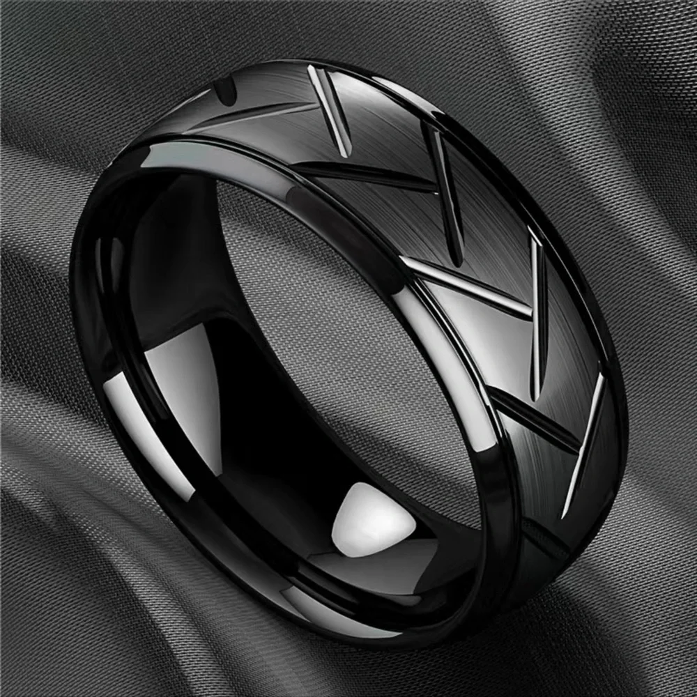 Black Titanium Steel Matte Modern Ring